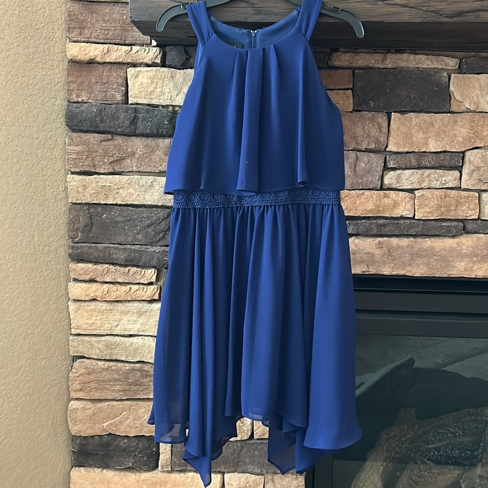 I.N. Girl Blue Shift Dress High-Low hem